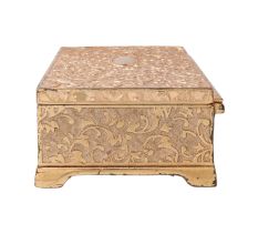 Carved Golden Metal Jewelry Box
