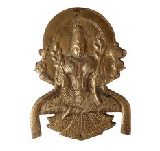 Brass Laxmi Plate In Dark Patina Finish
