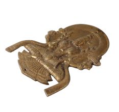 Brass Laxmi Plate In Dark Patina Finish