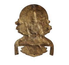 Brass Laxmi Plate In Dark Patina Finish