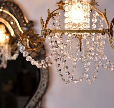 Crystal Clear GlassÂ Garland Strand Chandelier Hanging With 50 Beaded ChainÂ (45 Inch)