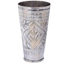 Long Brass Punjabi Glass With Leaves Pattern