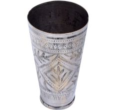 Long Brass Punjabi Glass With Leaves Pattern