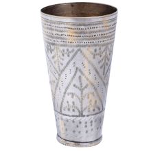 BrassÂ Lassi Glass carved Diamond Leaf Design