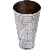 BrassÂ Lassi Glass carved Diamond Leaf Design
