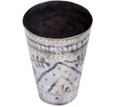 Brass Lassi Glass Carved With Leaf and Arch Design
