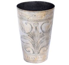 Brass LassiÂ Glass with a Leaf in a Golden Finish