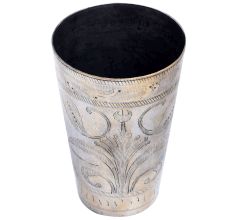 Brass LassiÂ Glass with a Leaf in a Golden Finish