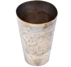 Brass Lassi Glass with Flower Border Pattern
