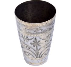 Floral Border Brass Lassi Glass