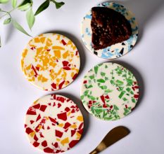 Handmade Terrazzo Multicolor Round Resin Set of 4 Decorative Coasters