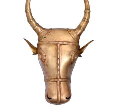 Nandi Mask Wall Hanging In Golden Finish