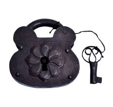 Hand Forged Iron  Gate Padlock With Key