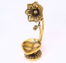 Brass Diya With Flower On Top