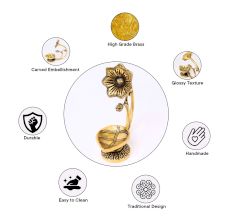 Brass Diya With Flower On Top