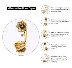 Brass Diya With Flower On Top