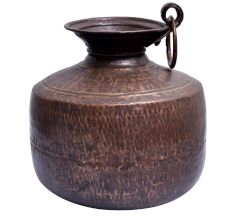 Blackened Copper Pot With Single Ring Handle