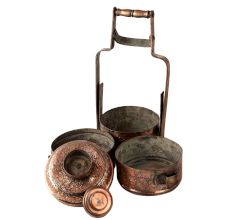 Three Compartment Plain Copper Tiffin Box
