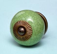 Pea Green Ceramic Crackle Drawer Knob
