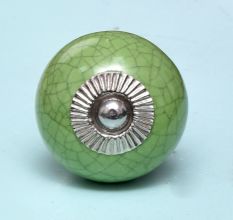 Pea Green Ceramic Crackle Drawer Knob