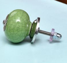 Pea Green Ceramic Crackle Drawer Knob