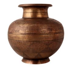 Handmade Engraved Bronze Gangajal Pot for Pooja