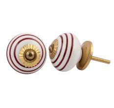 Cherry Striped Ceramic Knob