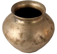 Round Vintage Brass Holy Water Pot