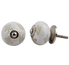 White Etched Ceramic Knob 51