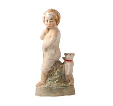 Porcelain Statue of  A Girl With A Cat