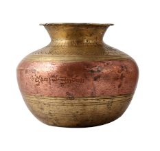 Copper And Brass Ganga Jamuna Pot