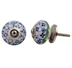 Blue Flower Dresser Knob