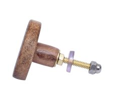 Handmade White and Brown Floral Wooden Round Cabinet Knobs