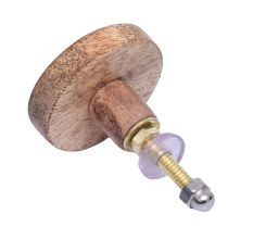 Handmade White and Brown Floral Wooden Round Cabinet Knobs