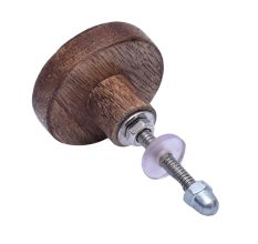 Handmade White and Brown Wooden Round Cupboard Knobs