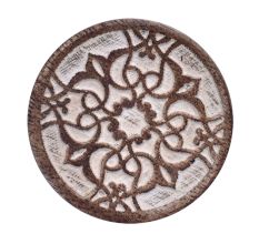Handmade White and Brown Wooden Round Wardrobe Knobs