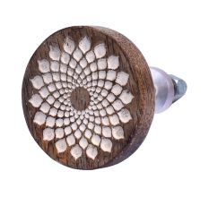 Handmade White and Brown Wooden Round Furniture Knobs