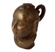 Brass Tribal Statue Or Bust of a Woman