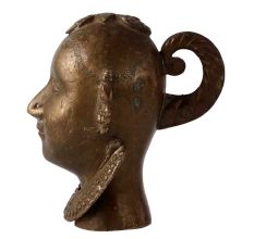 Brass Tribal Statue Or Bust of a Woman
