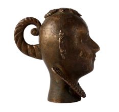 Brass Tribal Statue Or Bust of a Woman
