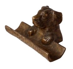 Brass Dog Pen Holder Or Inkwell