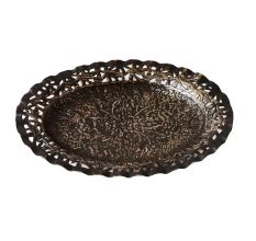 Brass Tray With Floral Pattern Engravings