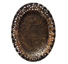 Brass Tray With Floral Pattern Engravings