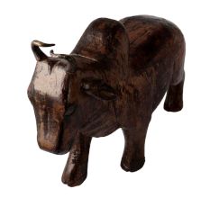 Hand Carved Wooden Bull Statue