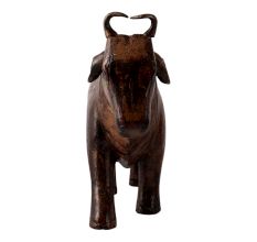 Hand Carved Wooden Bull Statue