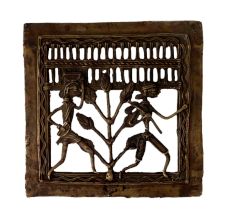 Brass Decorative Brass Wall Hanging Of A Tribal Couple