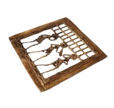 Brass Dhokra Framed Wall Hanging Of Three Tribal Musicians