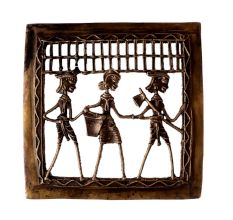 Brass Dhokra Wall  Hanging Of Three Farmers