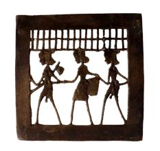 Brass Dhokra Wall  Hanging Of Three Farmers