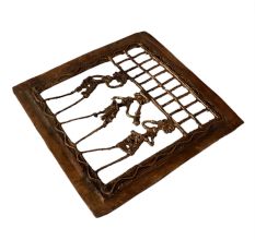 Brass Indian Folk Dhokra Art Square Wall Hanging